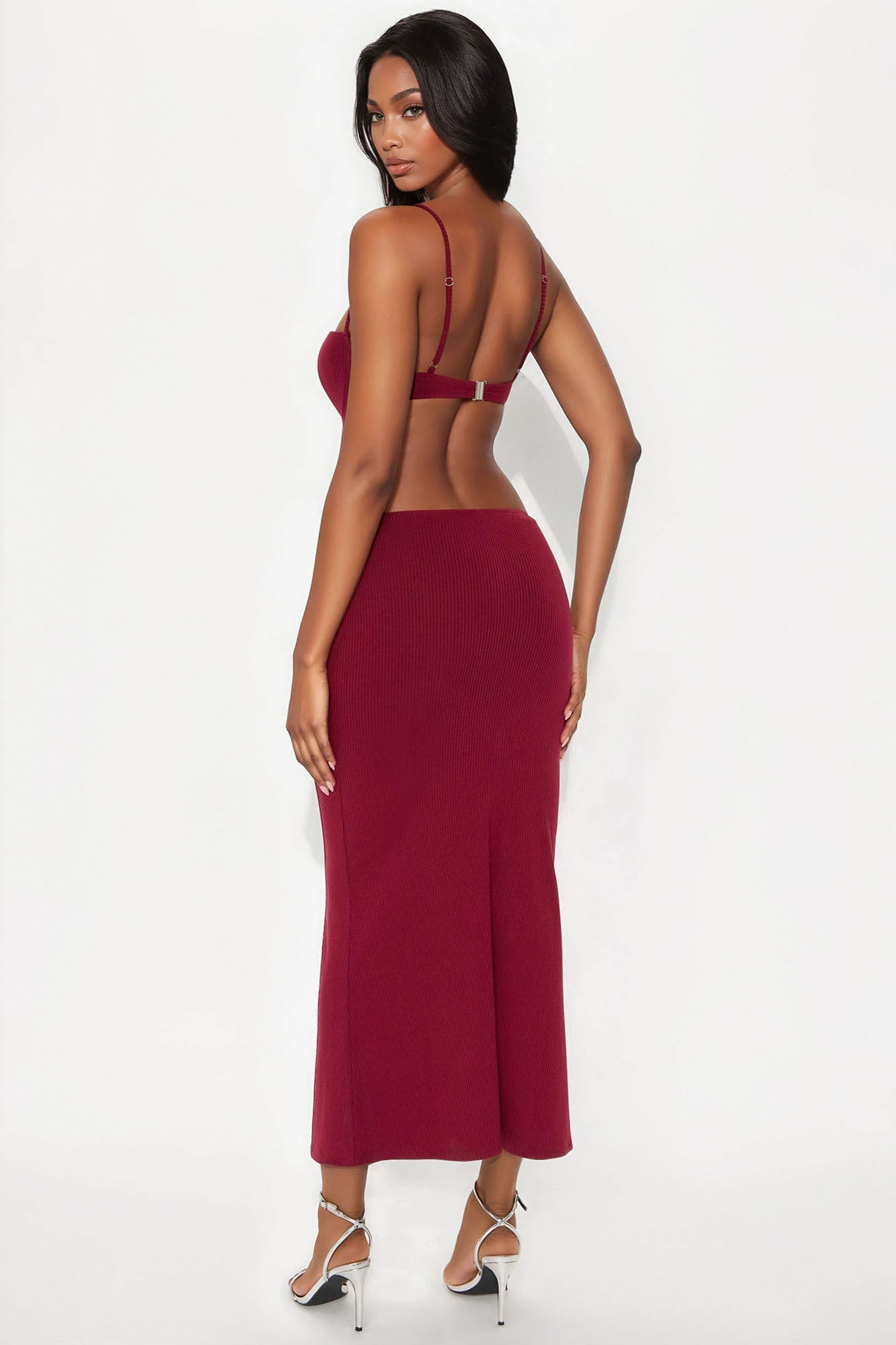 Layla Ribbed Maxi Dress - Wine