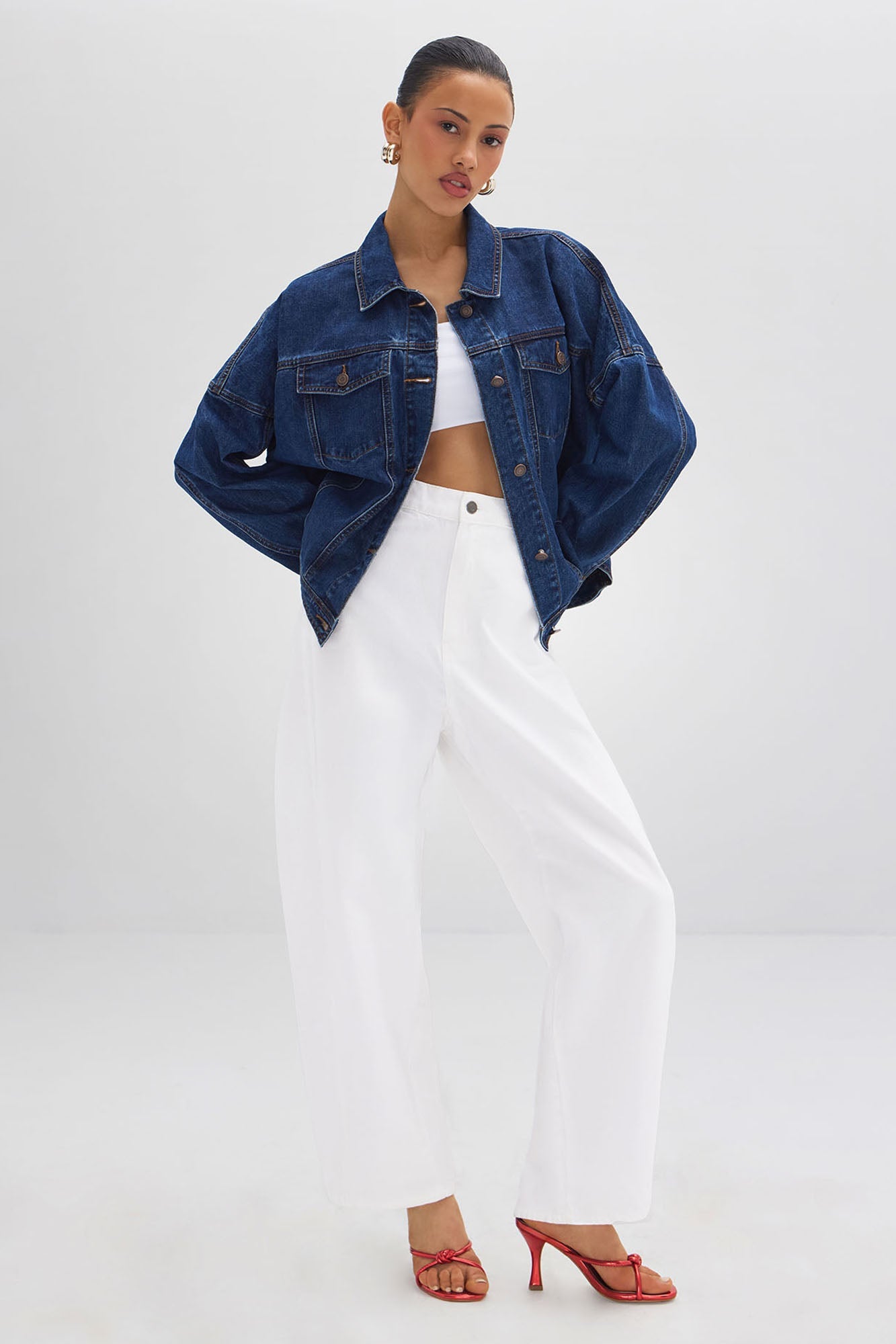 Allegra Barrel Pant - White