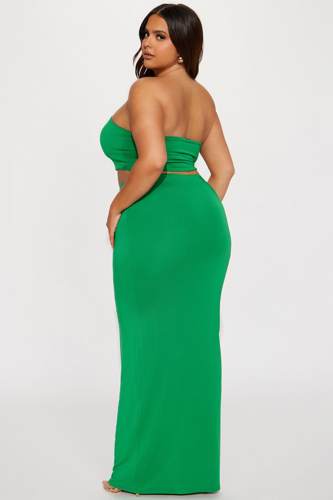 Another Time Double Lined Skirt Set - Green