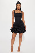 Sienna Satin Mini Dress - Black