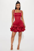 Sienna Satin Mini Dress - Red