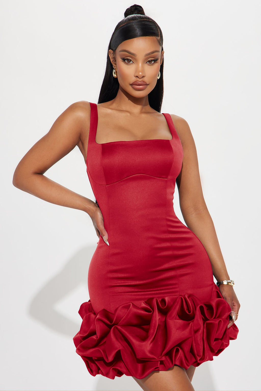 Sienna Satin Mini Dress - Red