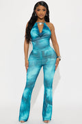 Sea Siren Mesh Halter Top Pant Set - Teal