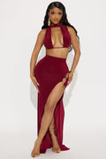 Angelina Venezia Maxi Skirt Set - Burgundy