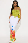 In The Garden Maxi Skirt - White/combo