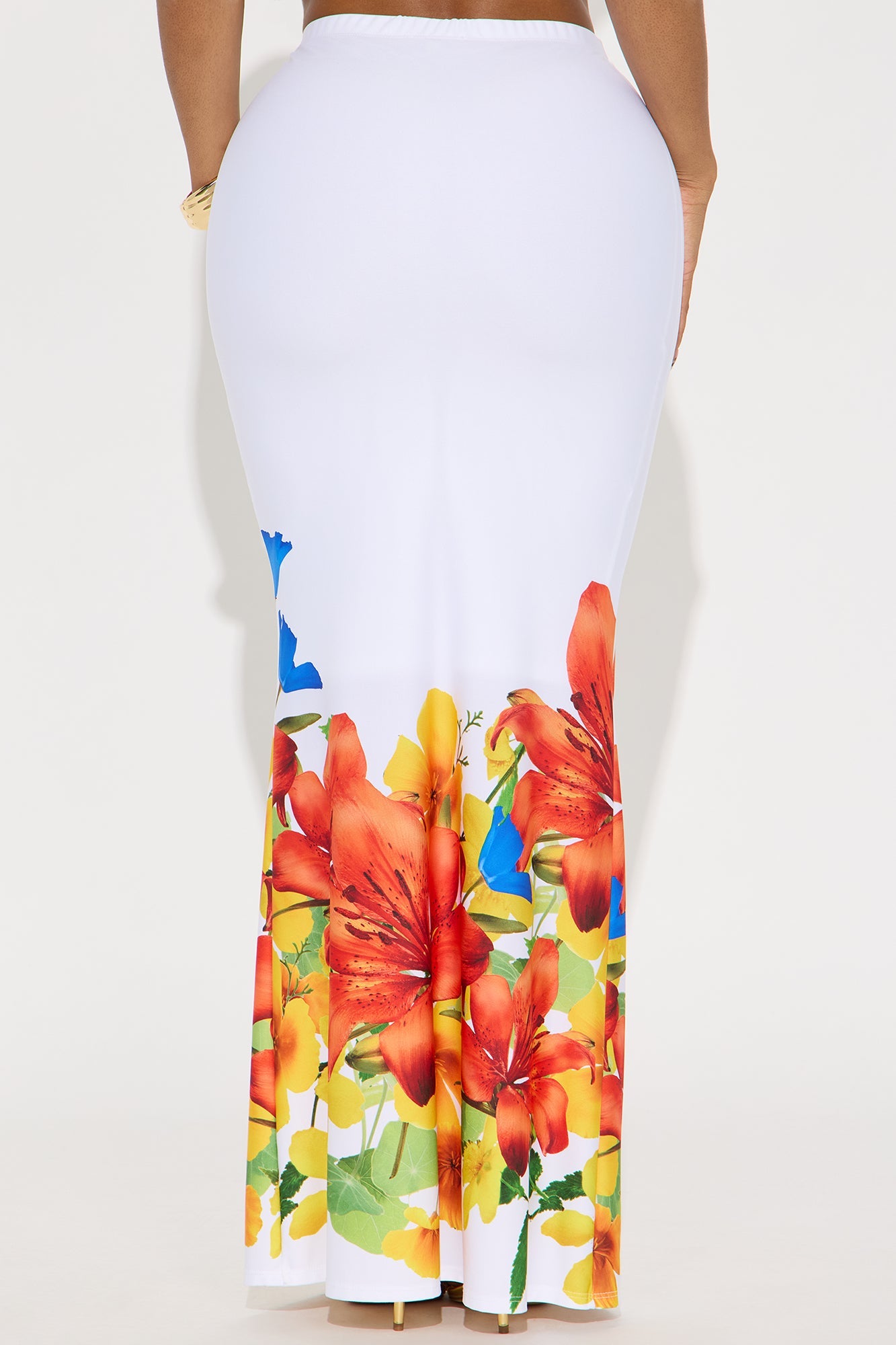 In The Garden Maxi Skirt - White/combo