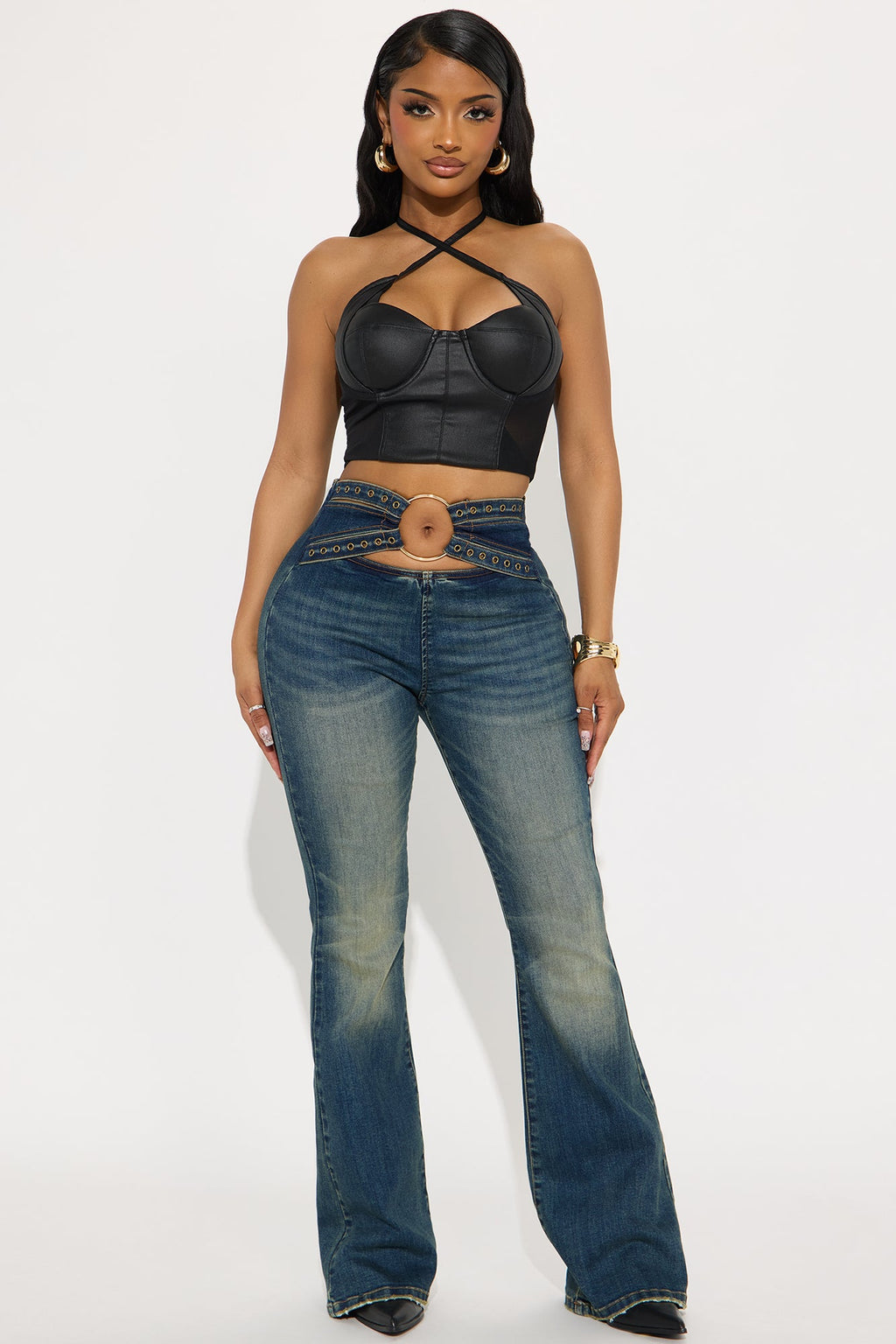 Set The Tone Low Rise Flare Jeans - Medium Wash