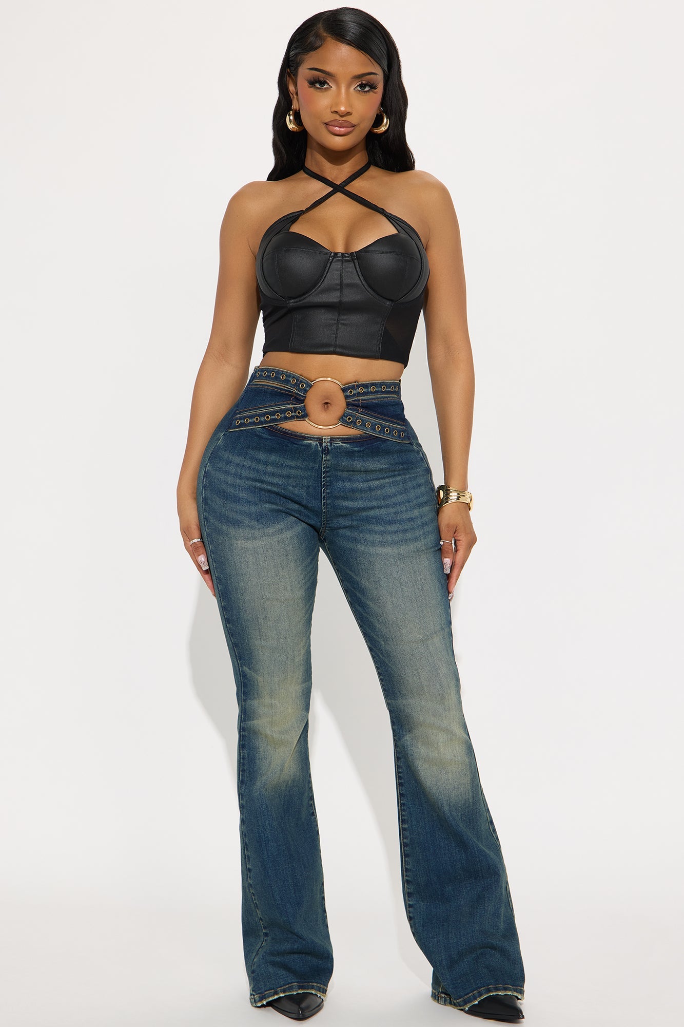 Set The Tone Low Rise Flare Jeans - Medium Wash