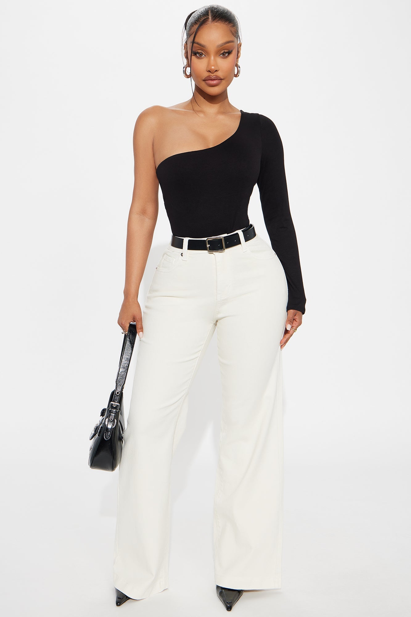 Just In Time High Rise Flare Jeans - Cream