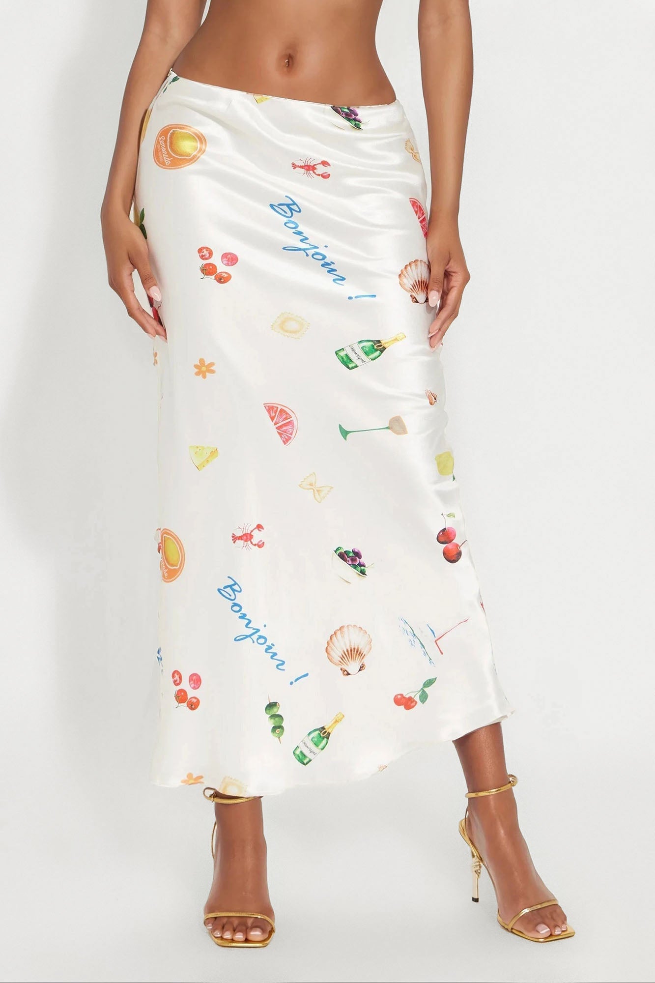 Vacay Ready High Rise Novelty Print Maxi Skirt - Cream