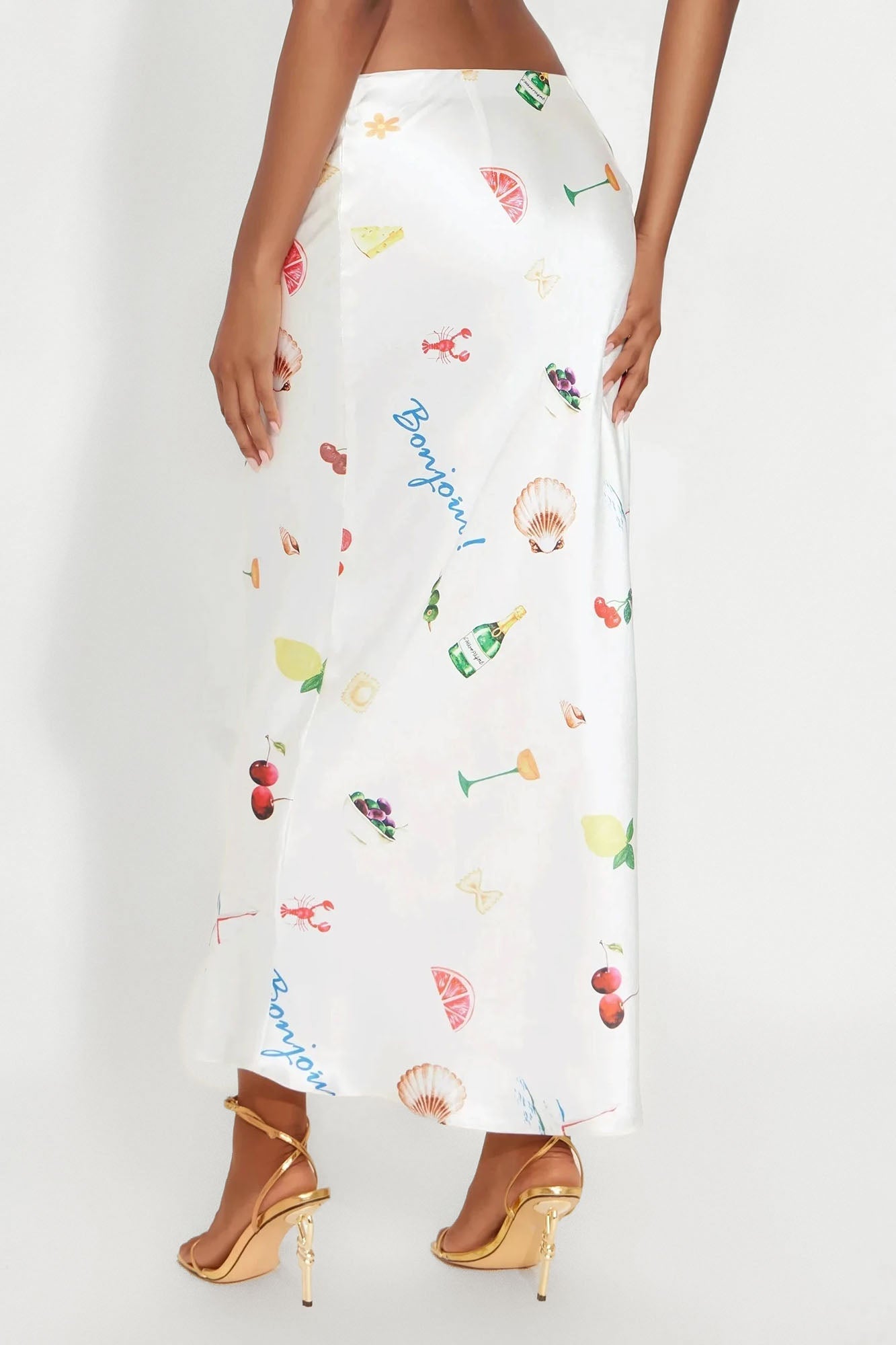 Vacay Ready High Rise Novelty Print Maxi Skirt - Cream