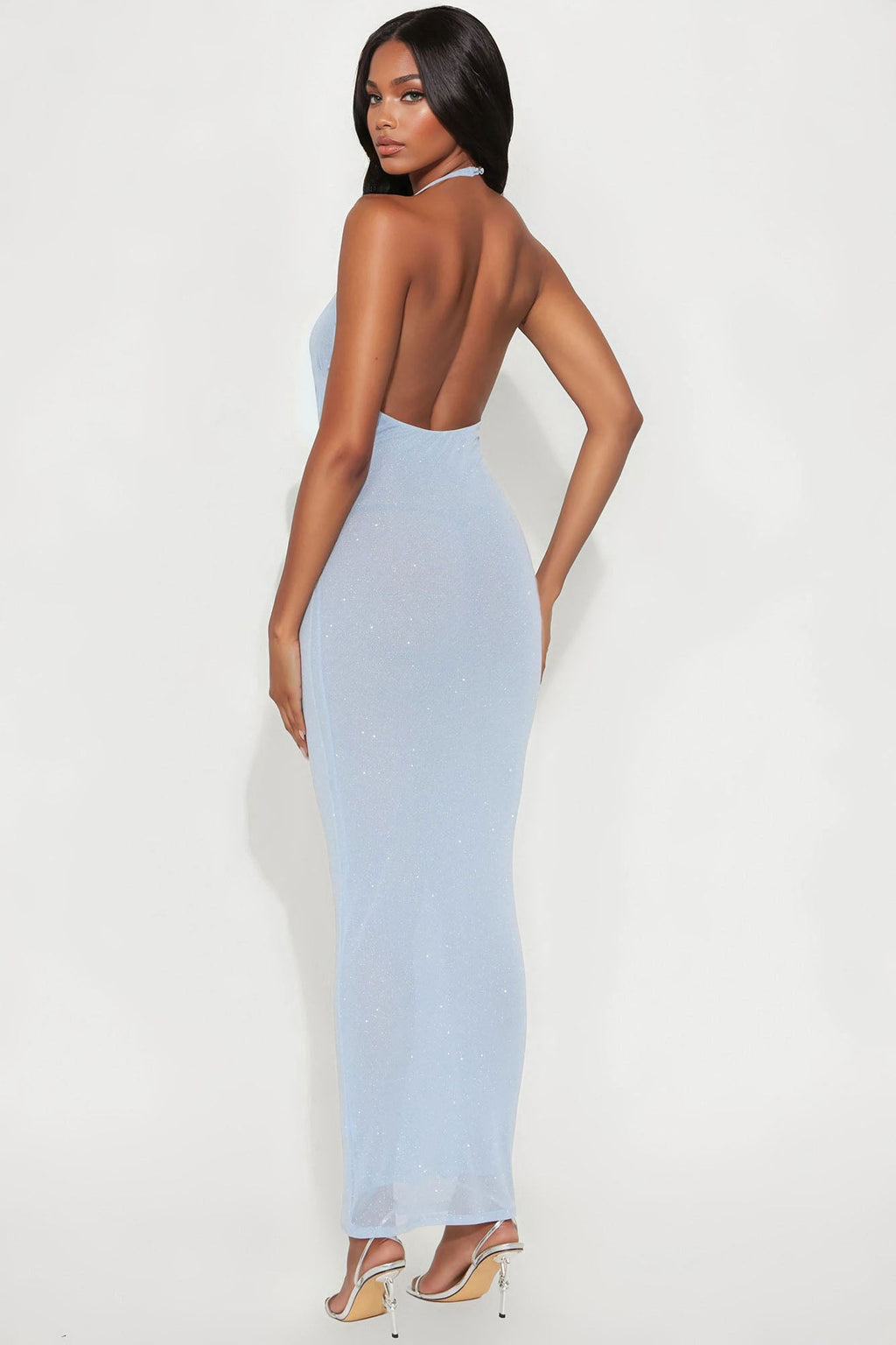 In The Stars Halter Maxi Dress - Light Blue