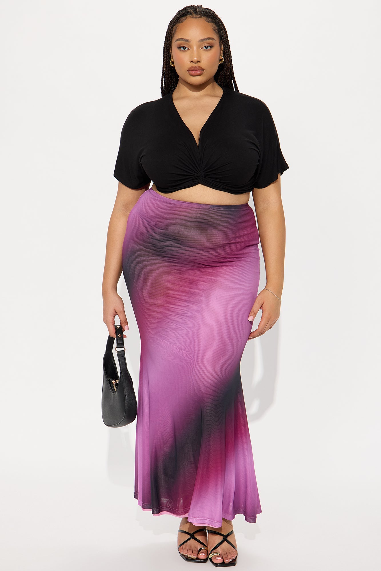 In A Haze Ombre Mesh Maxi Skirt - Purple