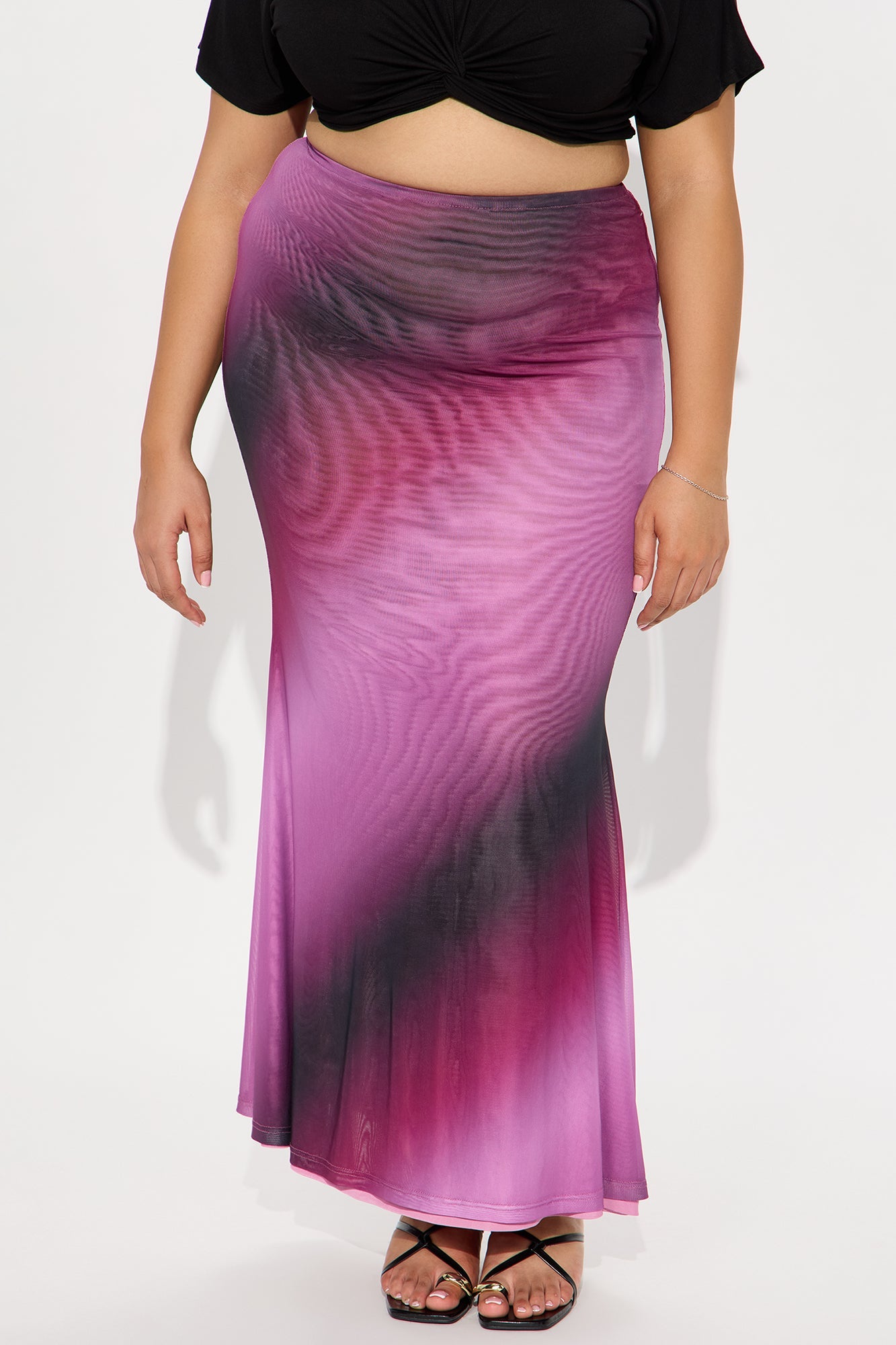 In A Haze Ombre Mesh Maxi Skirt - Purple
