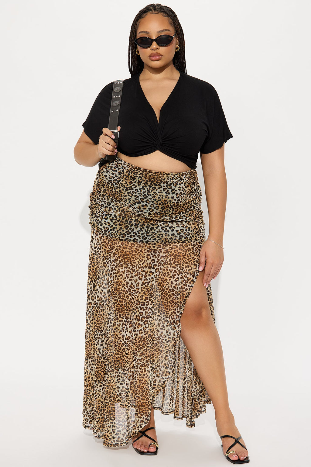 Leopard's Kiss Mesh Maxi Skirt - Brown/combo