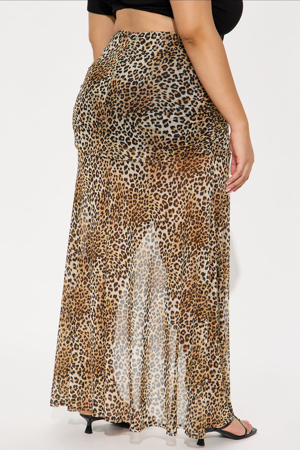 Leopard's Kiss Mesh Maxi Skirt - Brown/combo