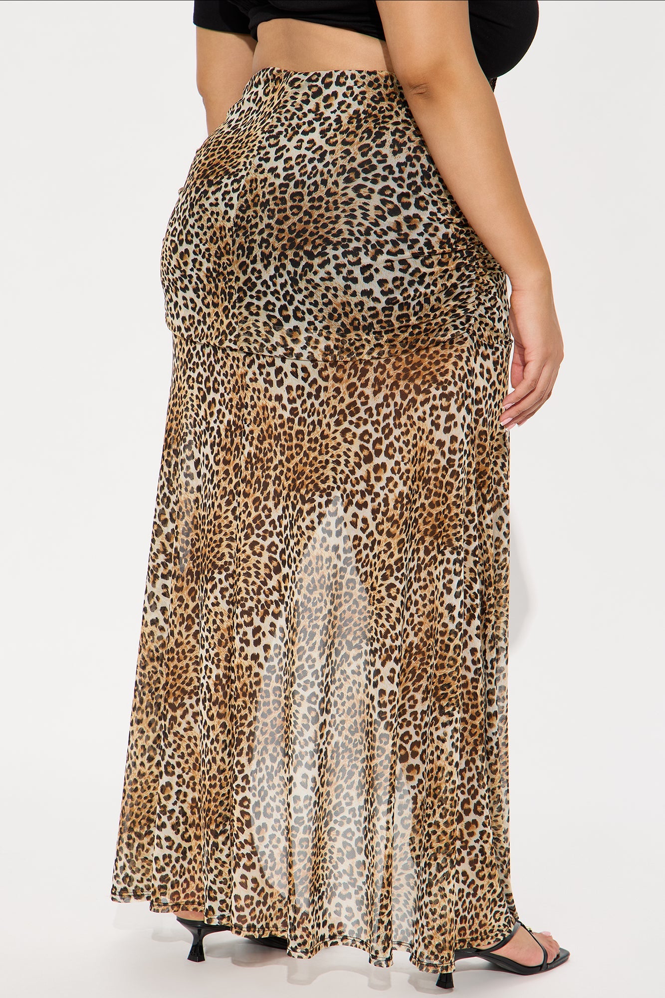 Leopard's Kiss Mesh Maxi Skirt - Brown/combo