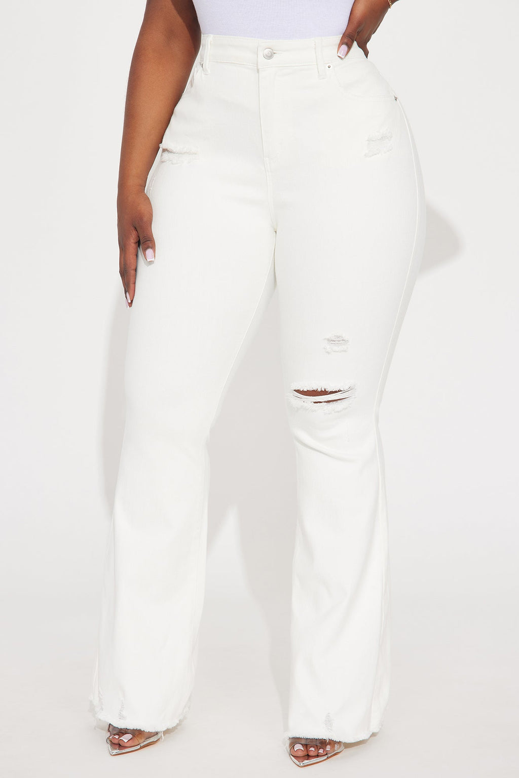Up Next Stretch Flare Jeans - White