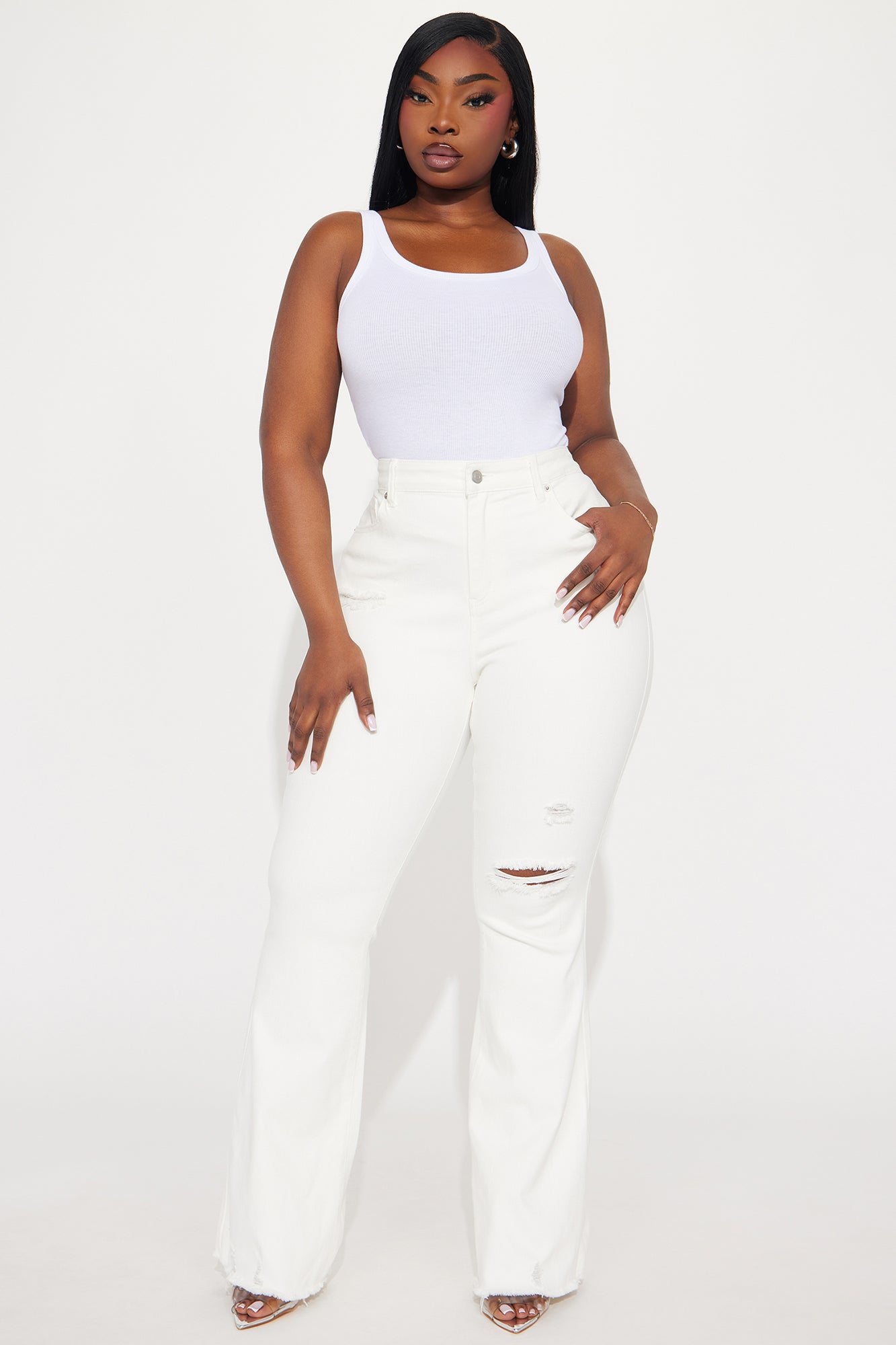 Up Next Stretch Flare Jeans - White