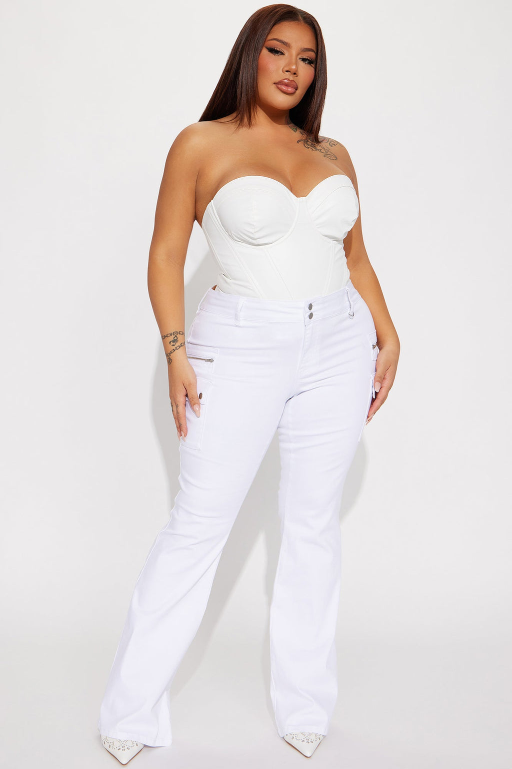 Bae For Tonight Faux Leather Corset Top - White