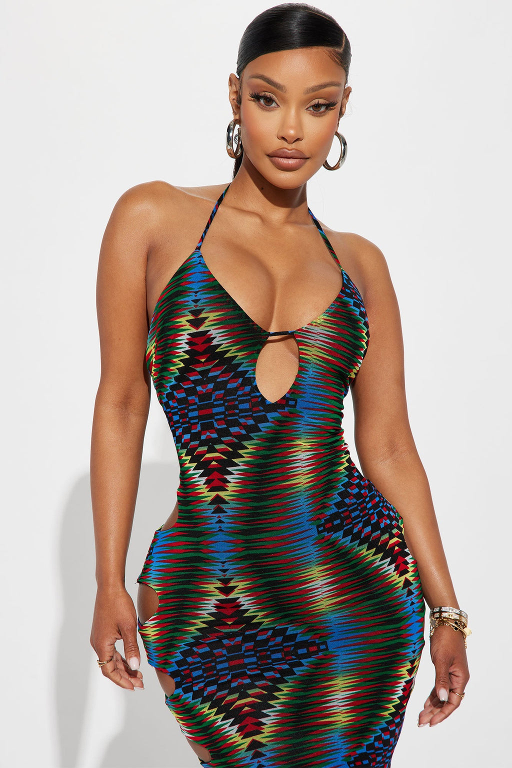 Madalynn Mesh Maxi Dress - Green/combo