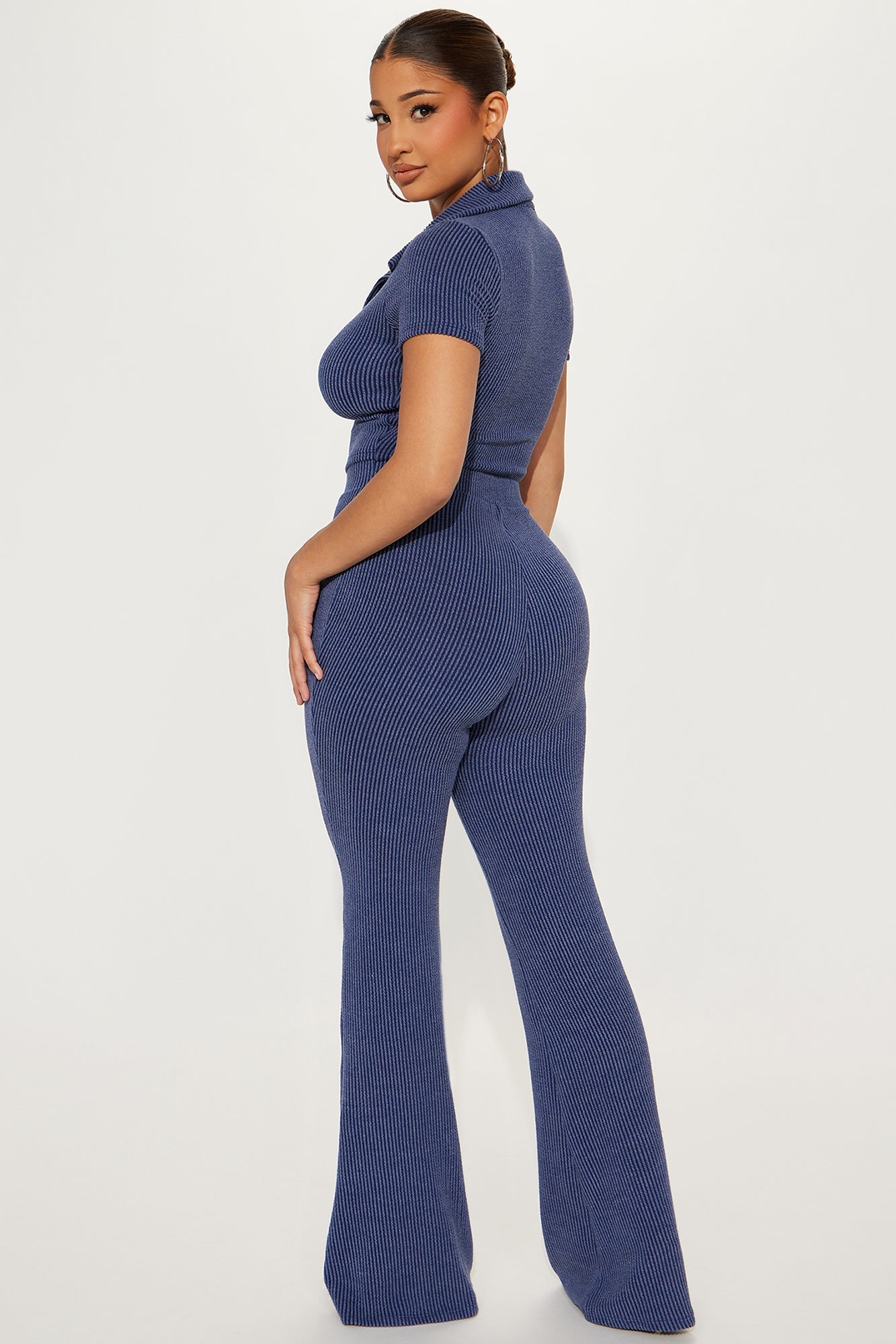 Josie Ribbed Pant Set - Navy