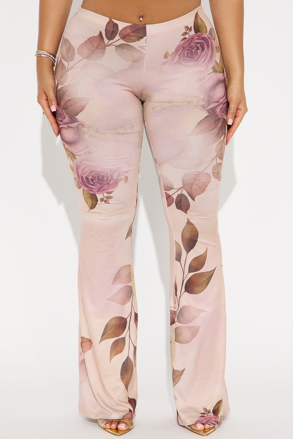 Botanical Cutie Floral Flare Pant - Taupe/combo