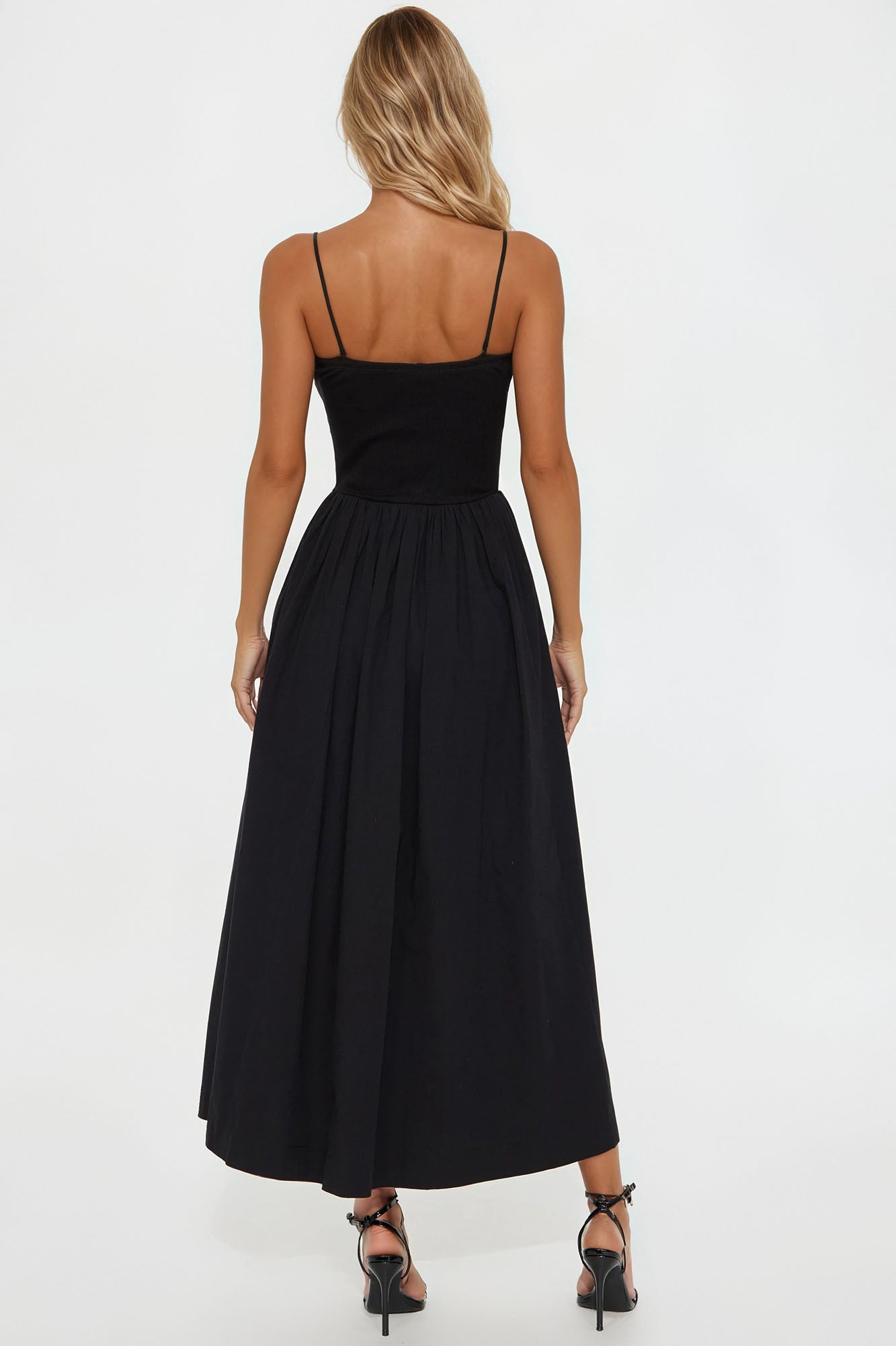 Lula Poplin Strapless Midi Dress - Black