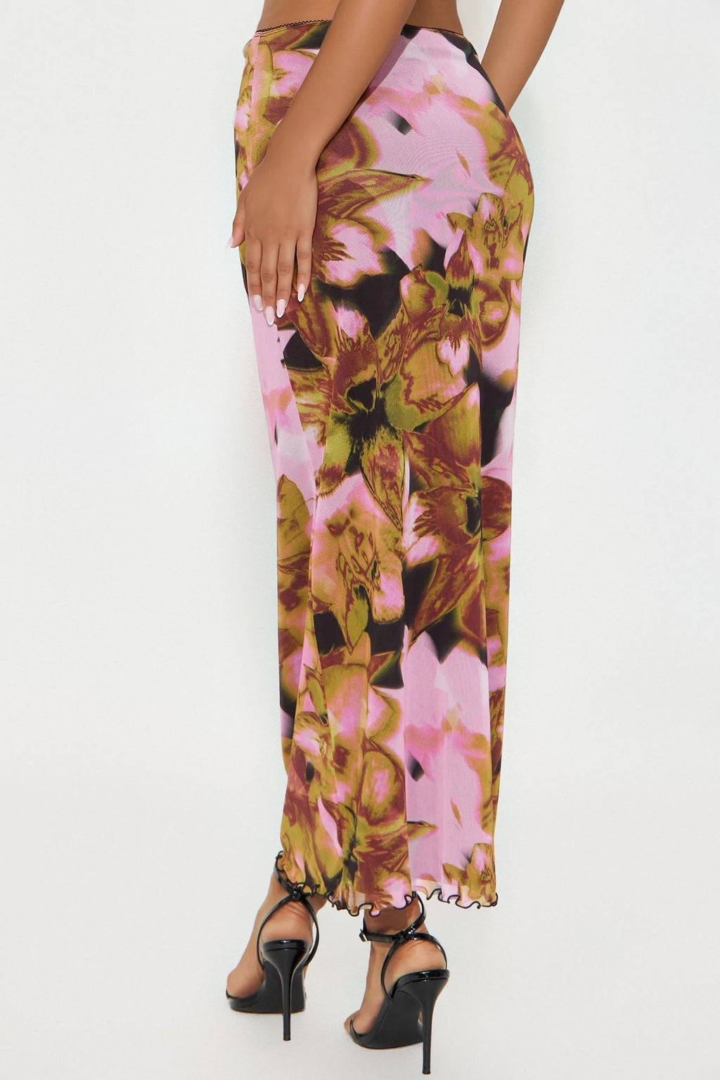 Work Of Art Abstract Mesh Maxi  Skirt - Purple/combo