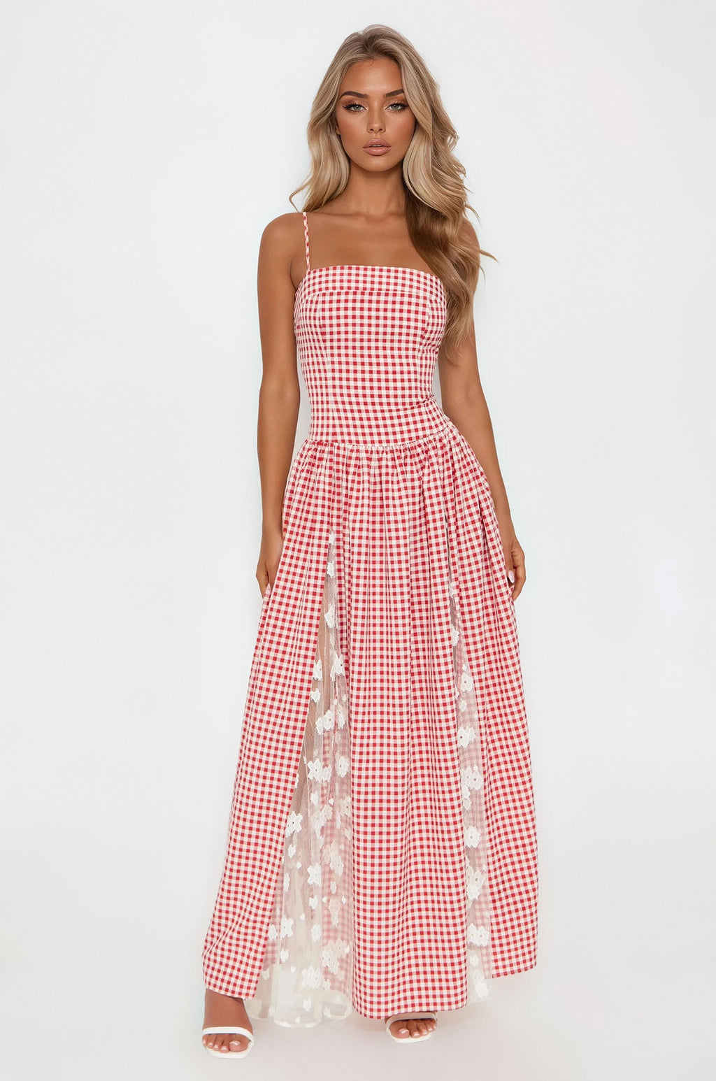 Dolly Gingham Maxi Dress - Red/combo