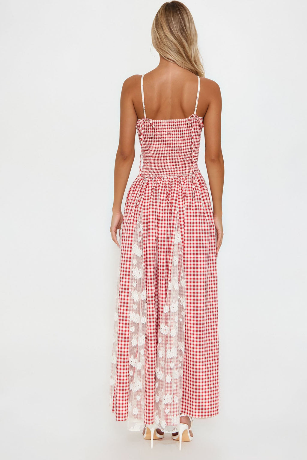 Dolly Gingham Maxi Dress - Red/combo