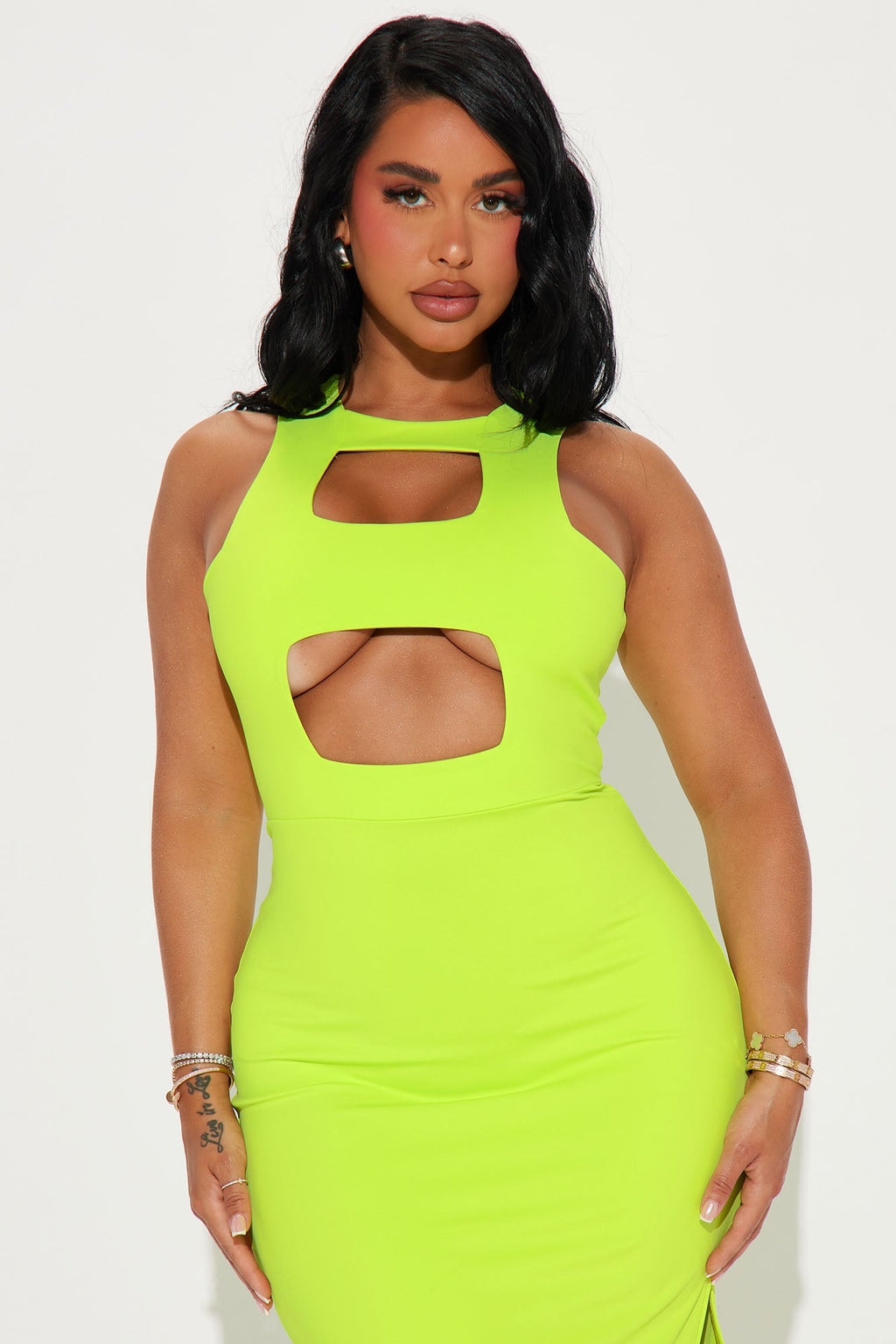Maria Cut Out Maxi Dress - Lime