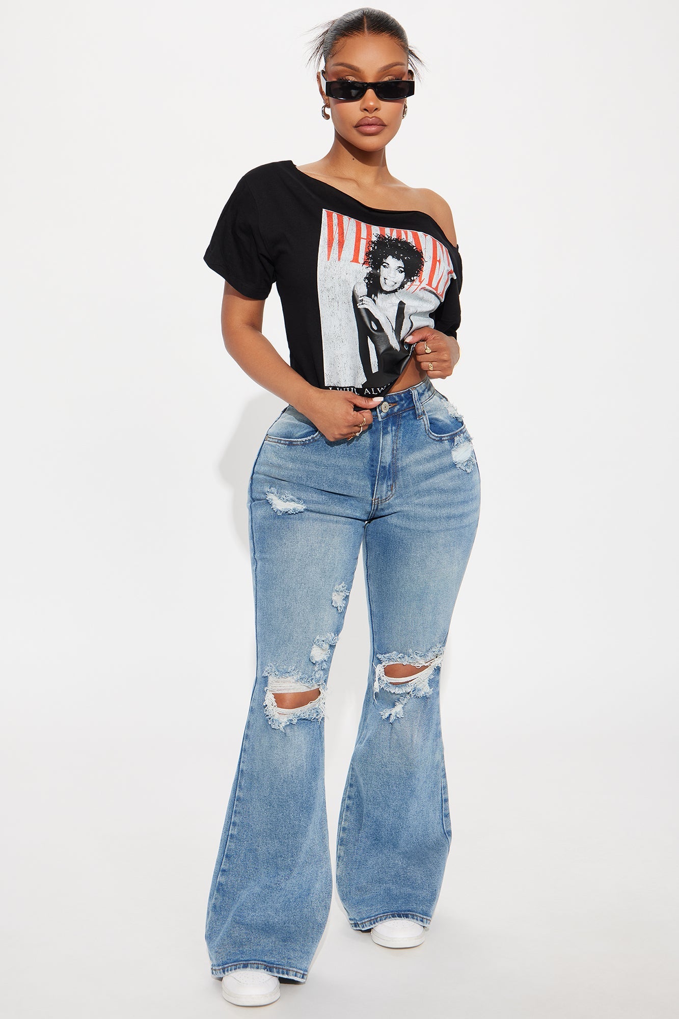 Always First Ripped Flare Jeans - Medium Wash
