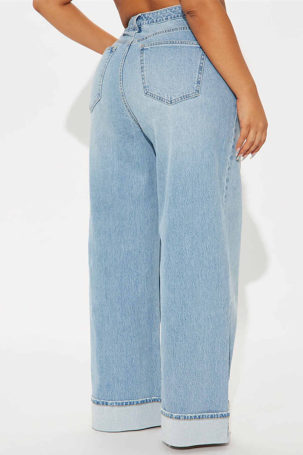 Anika Cuffed Wide Leg Jeans - Light Wash