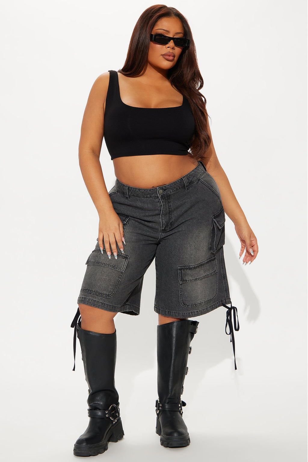 Kent Cargo Denim Shorts - Grey