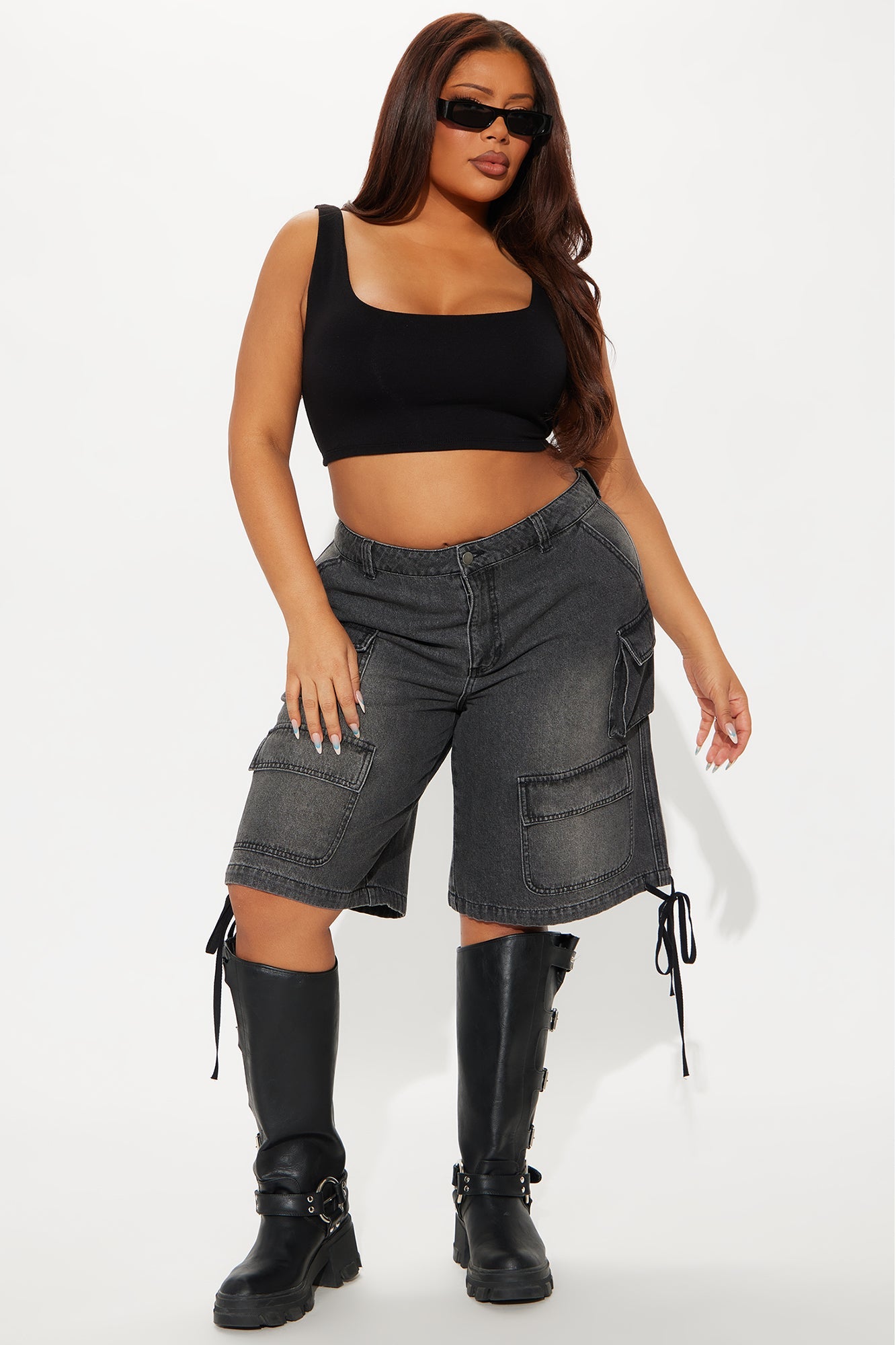 Kent Cargo Denim Shorts - Grey