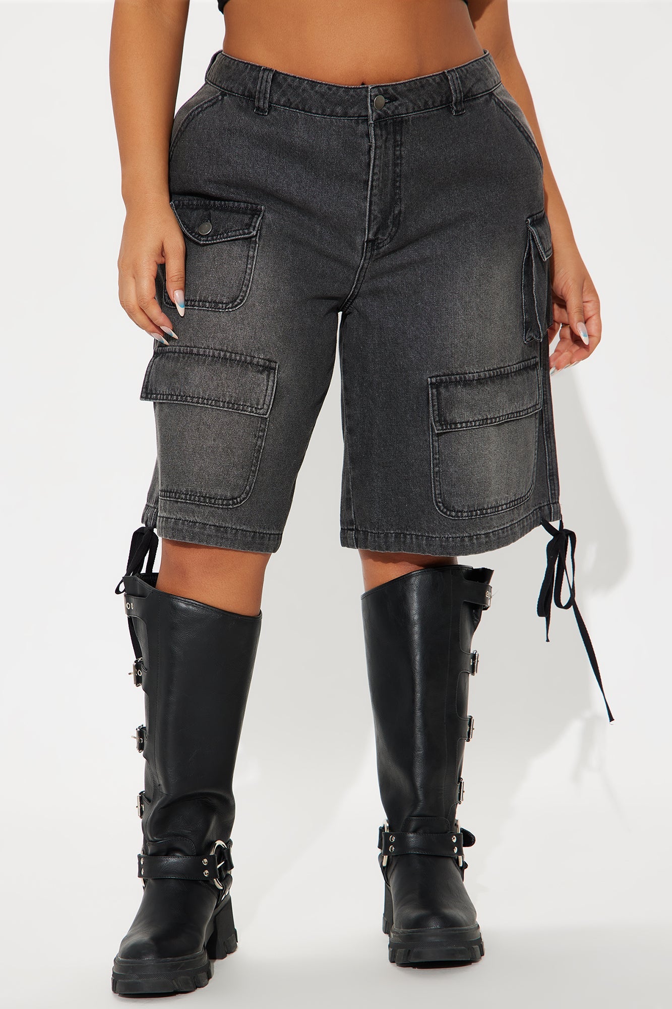 Kent Cargo Denim Shorts - Grey