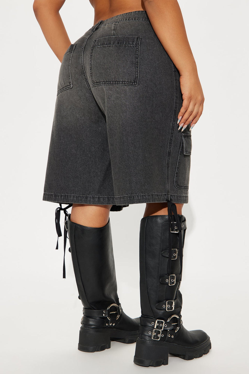 Kent Cargo Denim Shorts - Grey