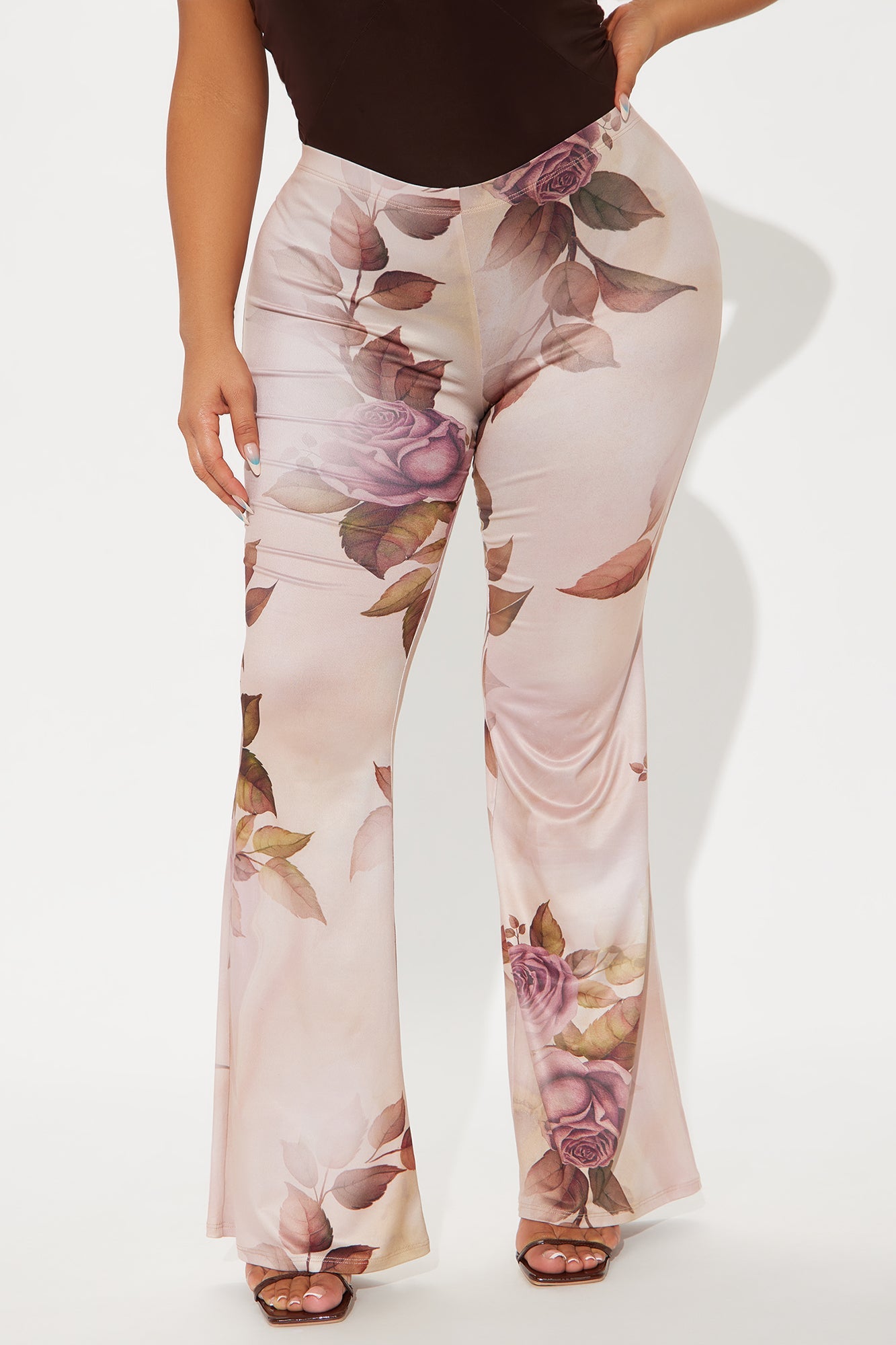Botanical Cutie Floral Flare Pant - Taupe/combo