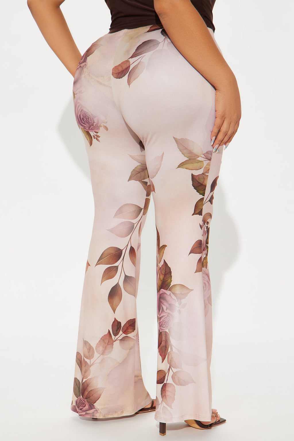 Botanical Cutie Floral Flare Pant - Taupe/combo