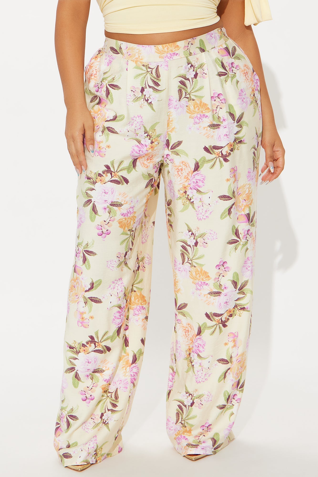 Sydney Floral Wide Leg Linen Pant - Butter Yellow