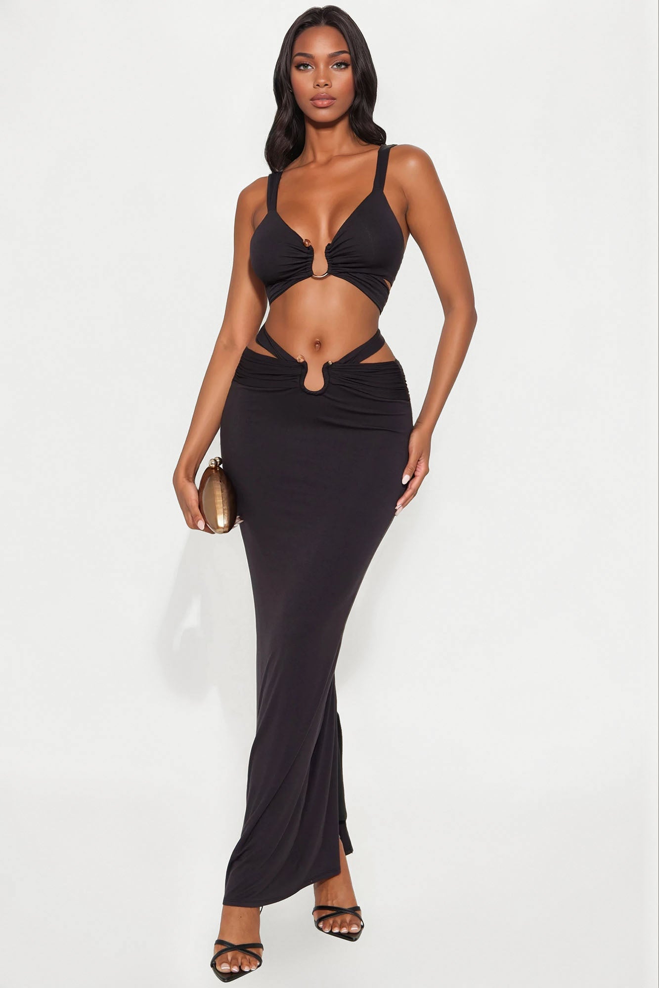 Mystic Night Top And Maxi Skirt Set - Black