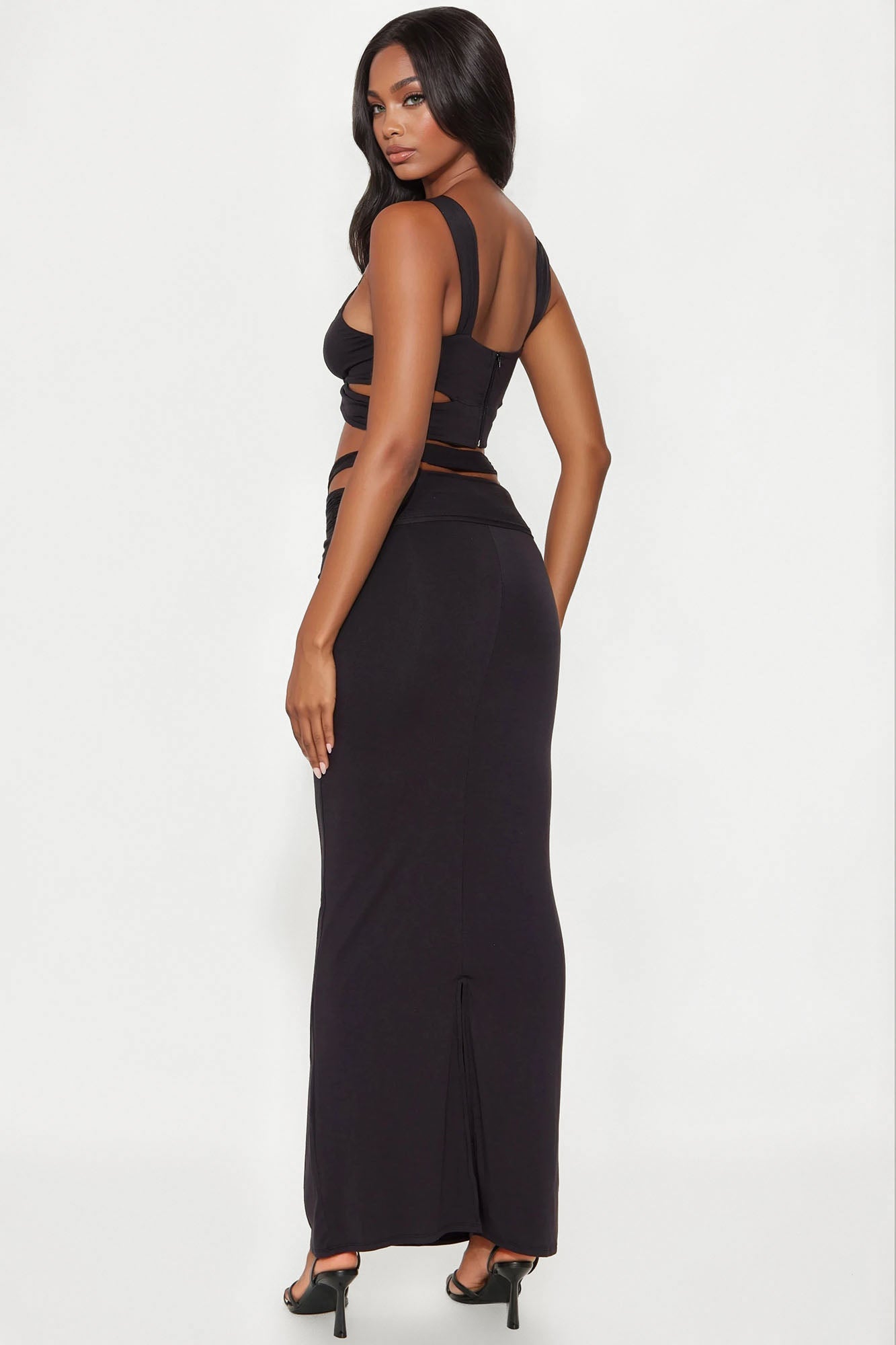 Mystic Night Top And Maxi Skirt Set - Black