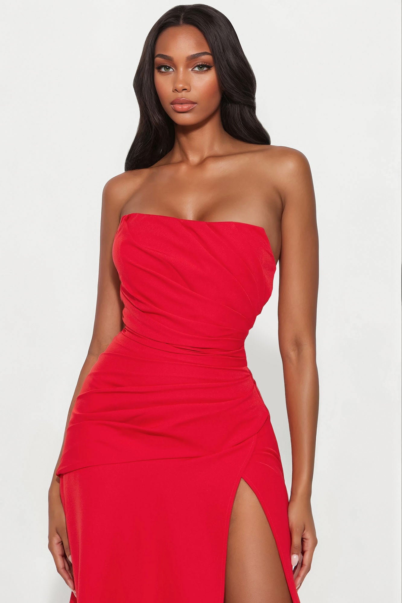 Emma High Slit Gown - Red