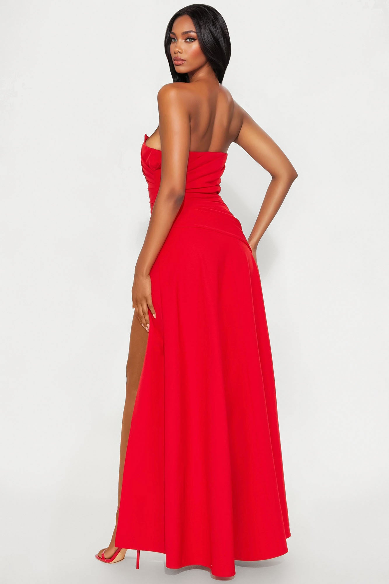 Emma High Slit Gown - Red
