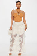 Vacation Vibes Embroidered Crochet Maxi Skirt - Natural