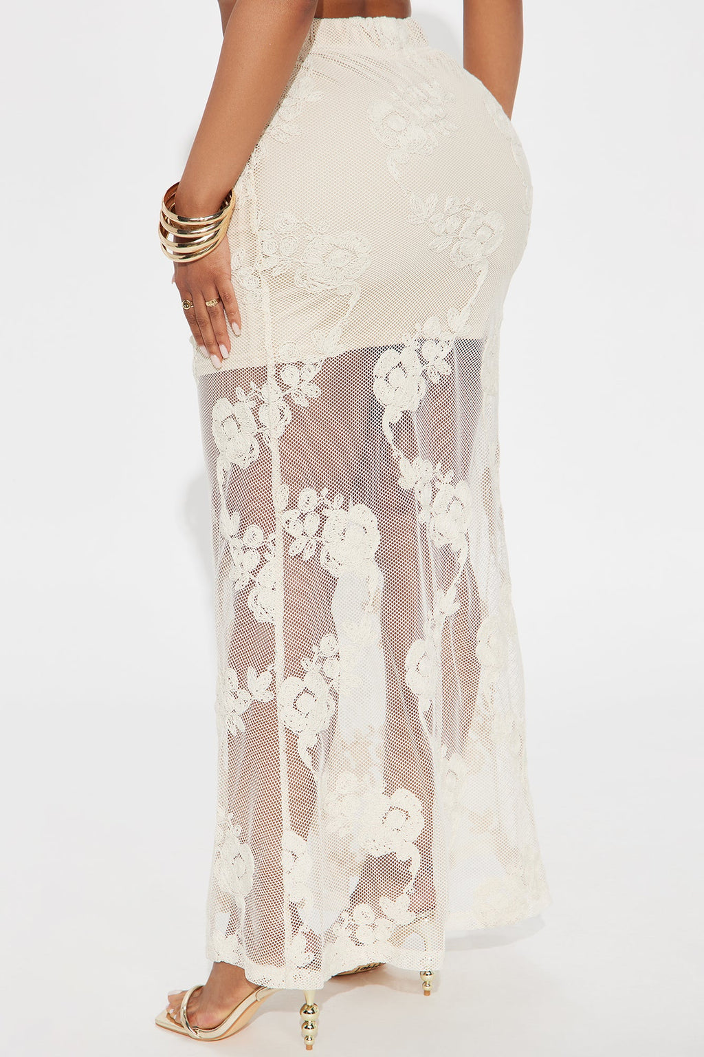 Vacation Vibes Embroidered Crochet Maxi Skirt - Natural