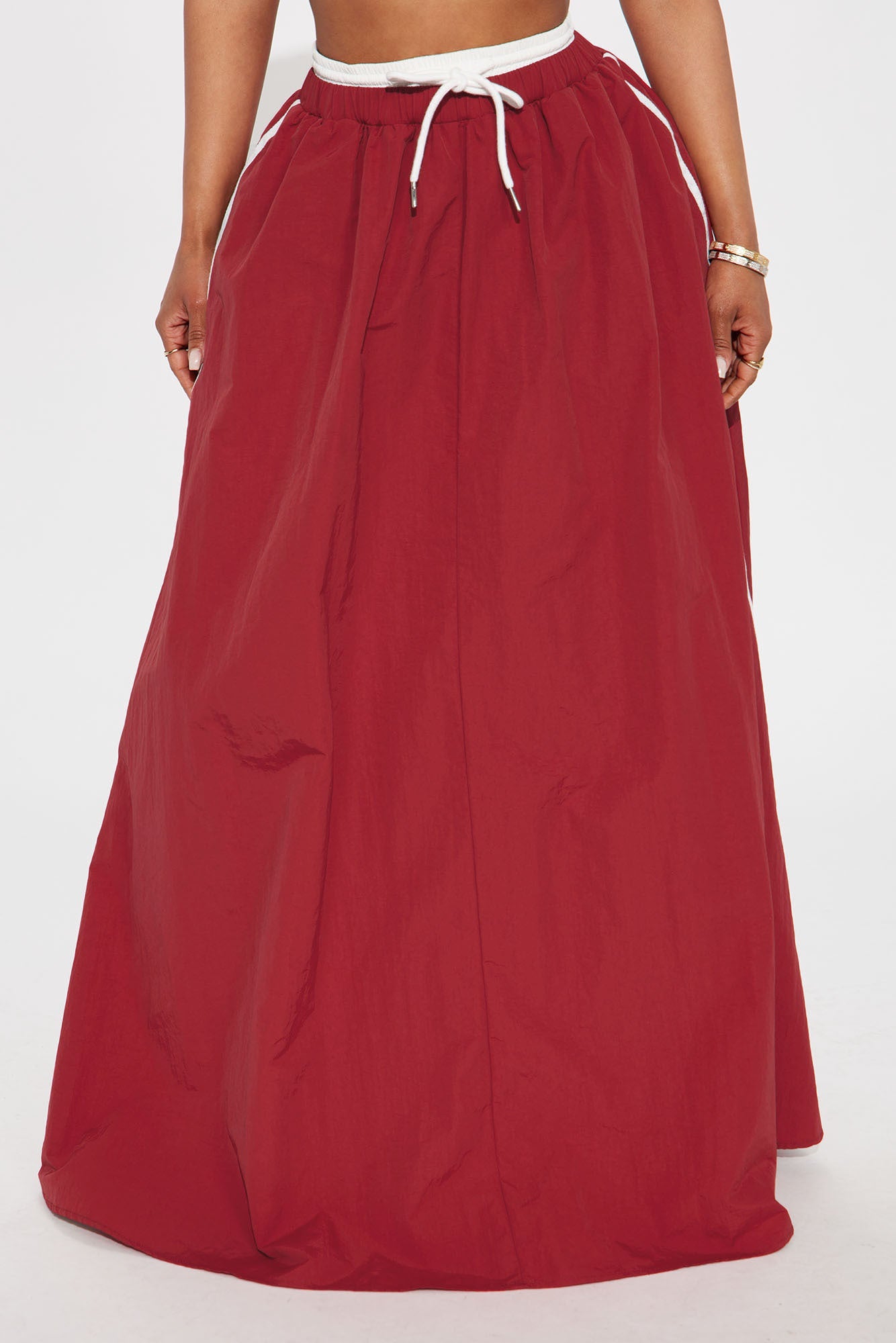 Sporty Gal Striped Maxi Skirt - Red