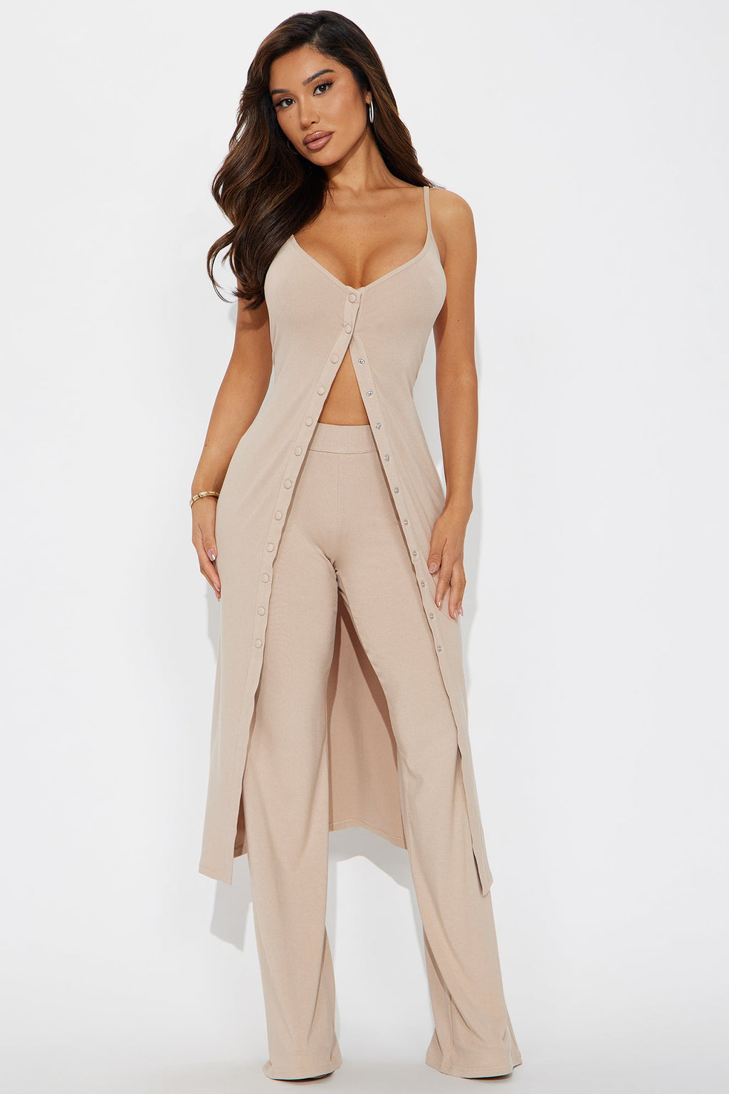 Grace Wide Leg Pant Set  - Taupe