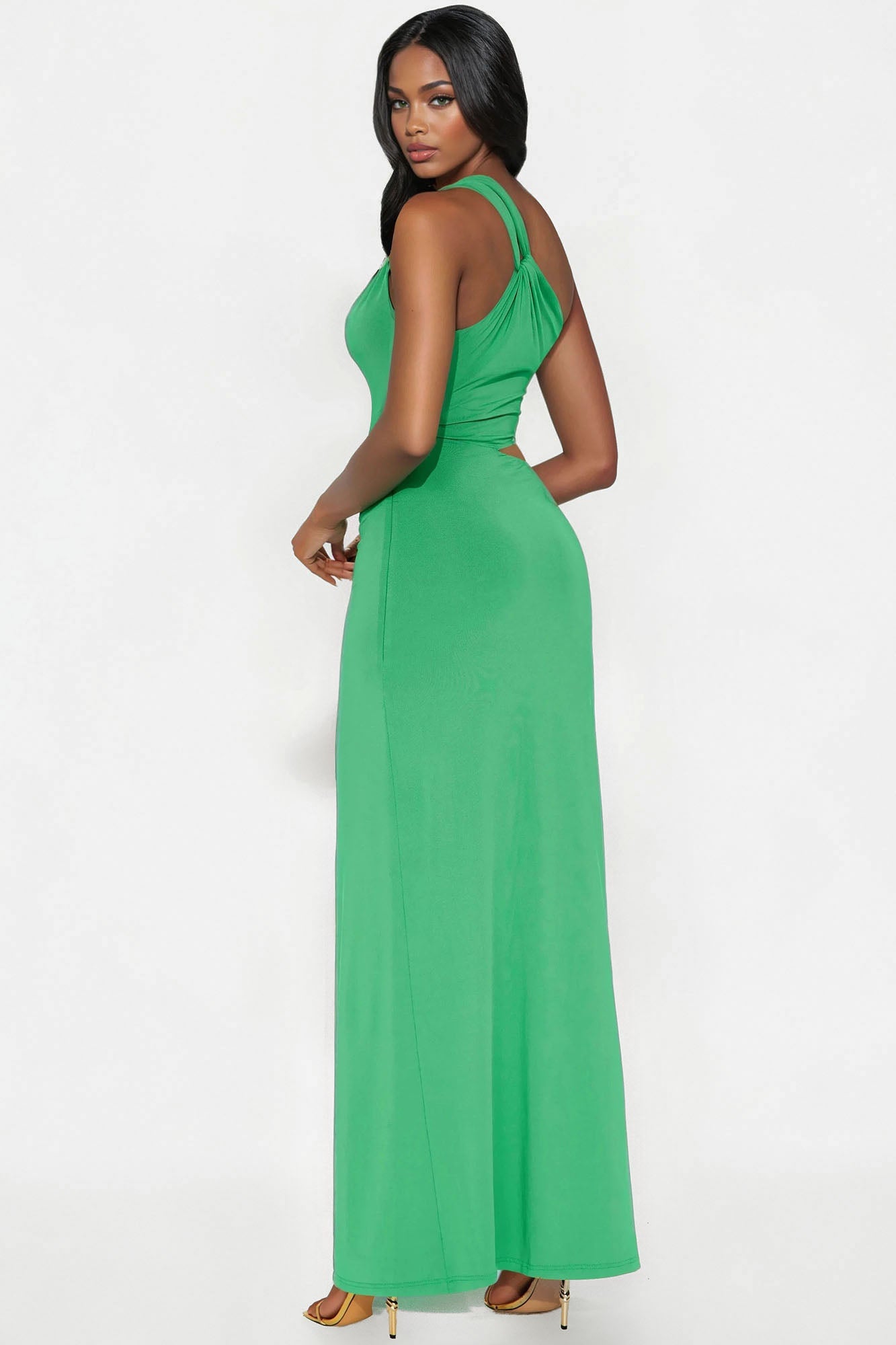 Genesis Ruched Cut Out Maxi Dress - Kelly Green